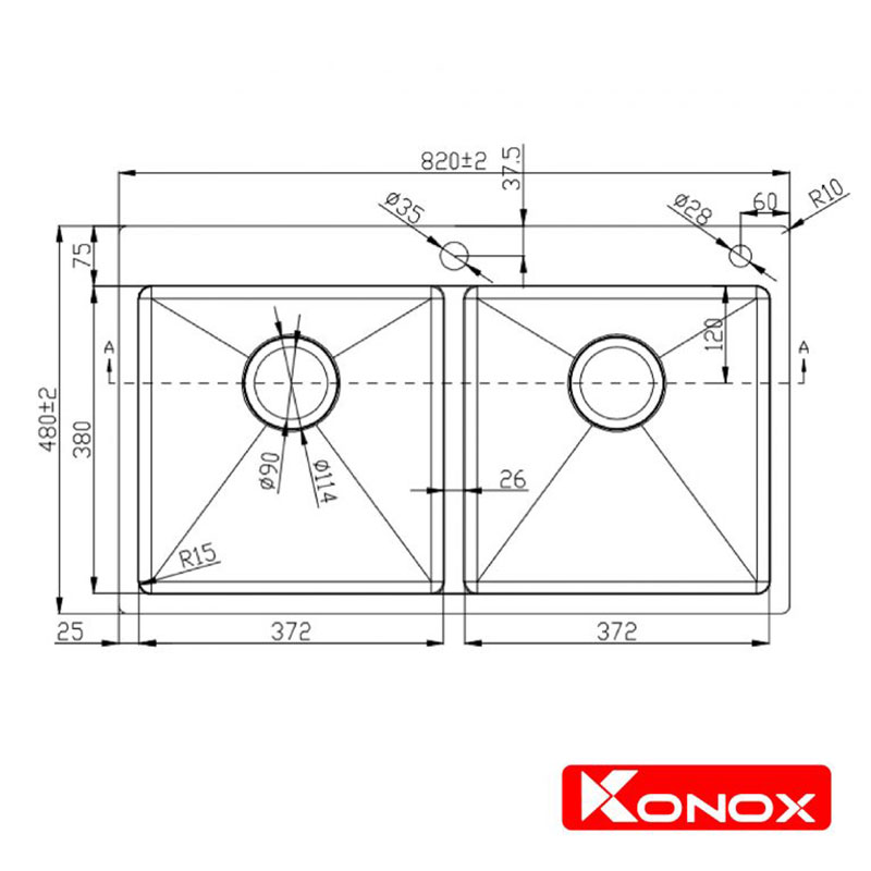 Bản-vẽ-Chậu-rửa-bát-Inox-Konox-KN8248DOB