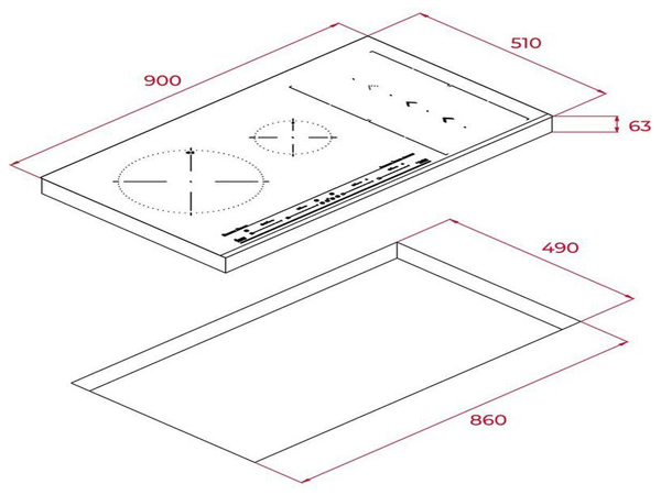 Bản vẽ kích thước Bếp từ bốn TEKA IZS 96600 MSP 112500004