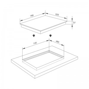 Bản vẽ kích thước Bếp từ bốn MALLOCA MI-784 ITG