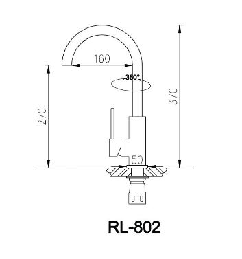 Bản vẽ kỹ thuật Vòi rửa bát ROSLERER RL-802 nóng lạnh