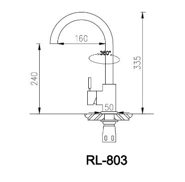 Bản vẽ kỹ thuật Vòi rửa bát ROSLERER RL-803 nóng lạnh