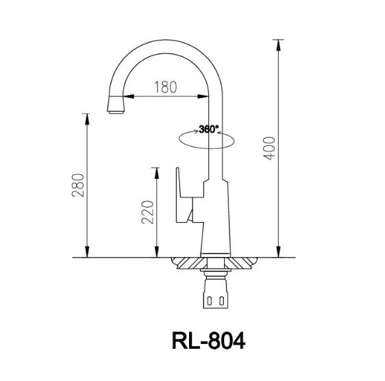 Bản vẽ kỹ thuật Vòi rửa bát ROSLERER RL-804 nóng lạnh