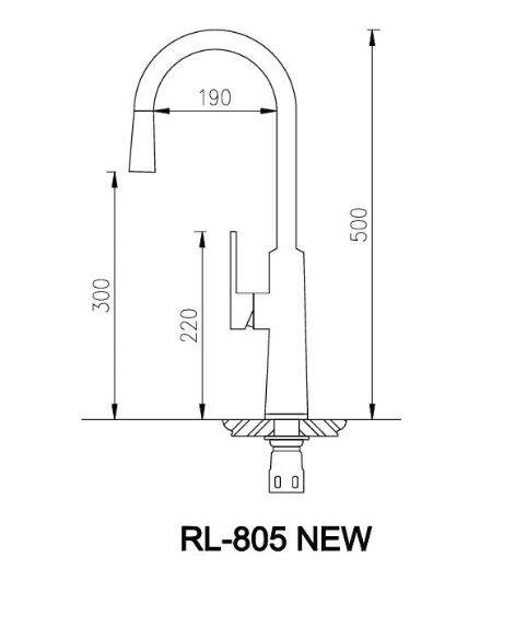 Bản vẽ kỹ thuật Vòi rửa bát ROSLERER RL-805 NEW nóng lạnh rút dây