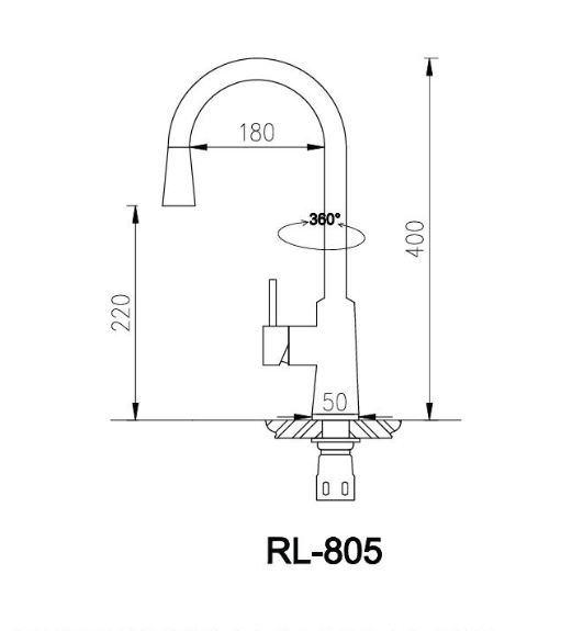 Bản vẽ kỹ thuật Vòi rửa bát ROSLERER RL-805 nóng lạnh rút dây