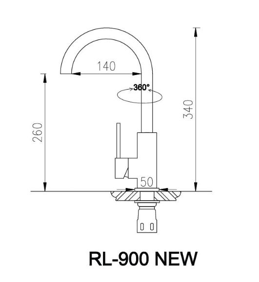 Bản vẽ kỹ thuật Vòi rửa bát ROSLERER RL-900 new nóng lạnh