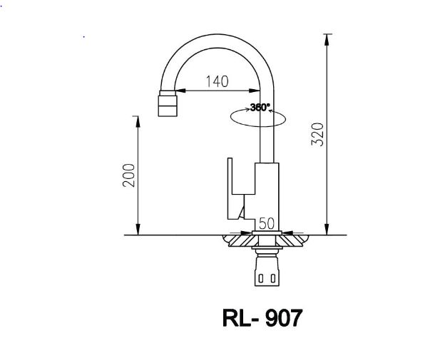 Bản vẽ kỹ thuật Vòi rửa bát ROSLERER RL-907 nóng lạnh