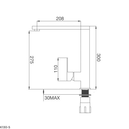 Bản Vẽ Kỹ Thuật Vòi Rửa Bát Malloca K130-S