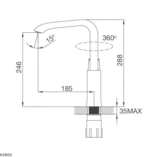 Bản Vẽ Kỹ Thuật Vòi Rửa Bát Malloca K290C