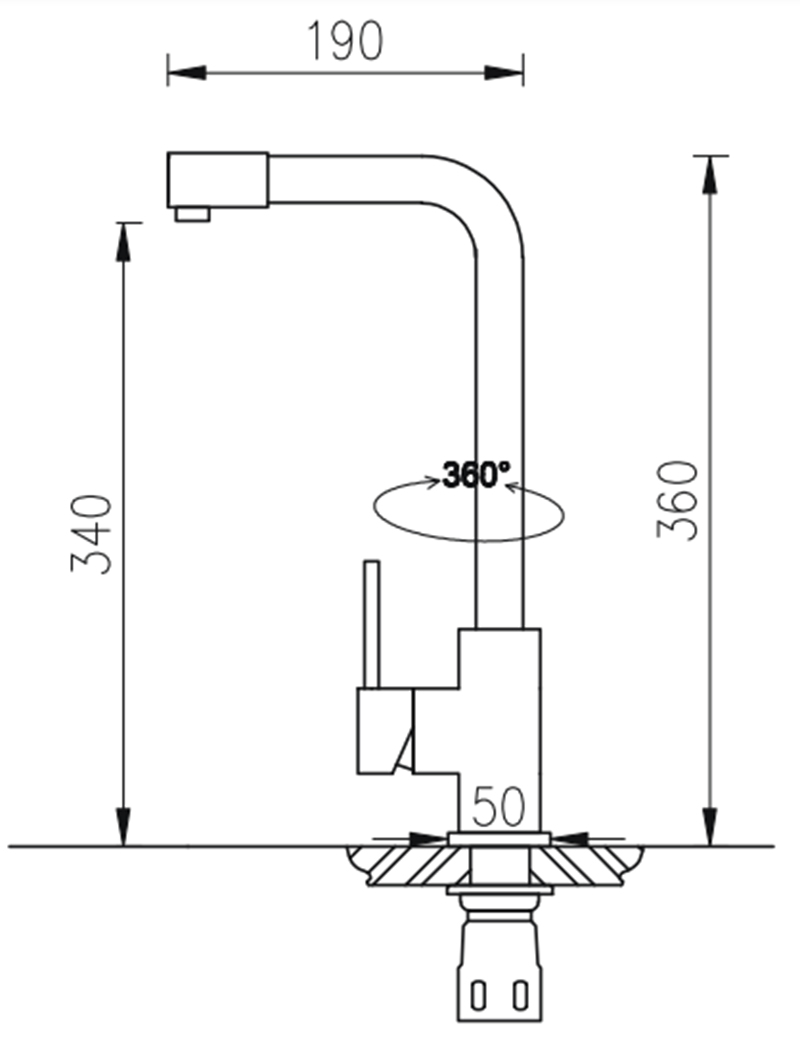 Bản vẽ kỹ thuật Vòi rửa bát ROSLERER RL-RL-906 nóng lạnh