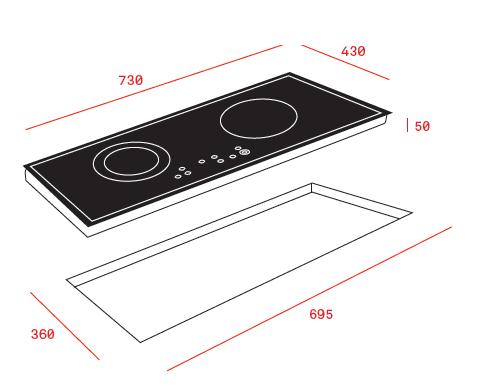 Bản vẽ kích thước Bếp từ kết hợp hồng ngoại đôi TEKA IZ 7200 HL 10210201