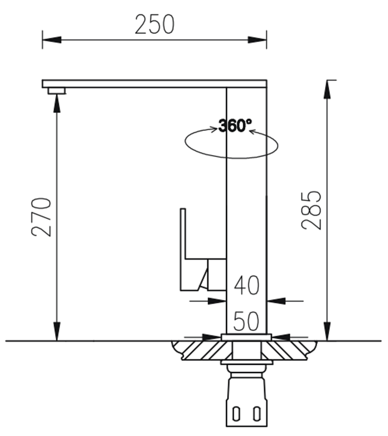 Bản vẽ kỹ thuật Vòi rửa bát ROSLERER RL-908 nóng lạnh