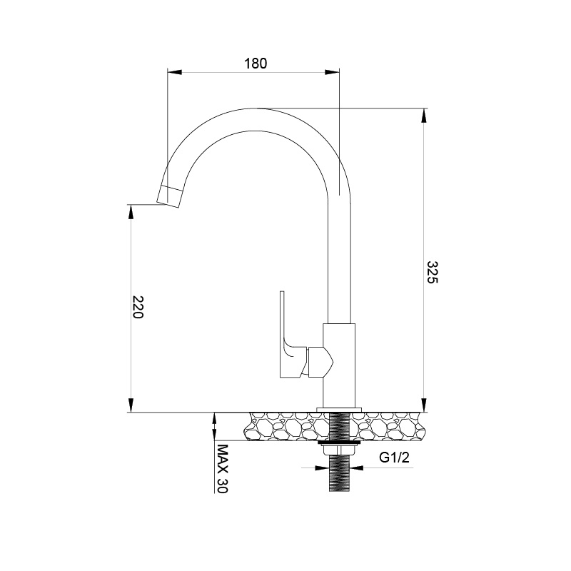 Bản vẽ kỹ thuật Vòi rửa bát MALLOCA K1603CL nóng lạnh