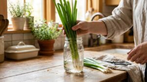 Hành lá bị đọng nước và dập nát do bảo quản không đúng cách